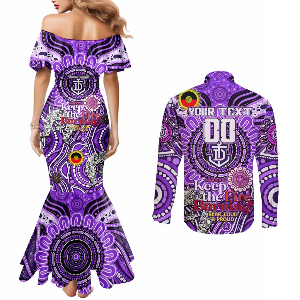 Custom Fremantle Dockers Freo NAIDOC Week 2024 Couples Matching Mermaid Dress and Long Sleeve Button Shirt Mascot Football
