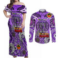 Custom Fremantle Dockers Freo NAIDOC Week 2024 Couples Matching Off Shoulder Maxi Dress and Long Sleeve Button Shirt Mascot Football