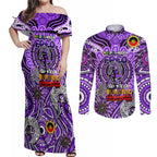 Custom Fremantle Dockers Freo NAIDOC Week 2024 Couples Matching Off Shoulder Maxi Dress and Long Sleeve Button Shirt Mascot Football