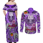 Custom Fremantle Dockers Freo NAIDOC Week 2024 Couples Matching Off Shoulder Maxi Dress and Long Sleeve Button Shirt Mascot Football