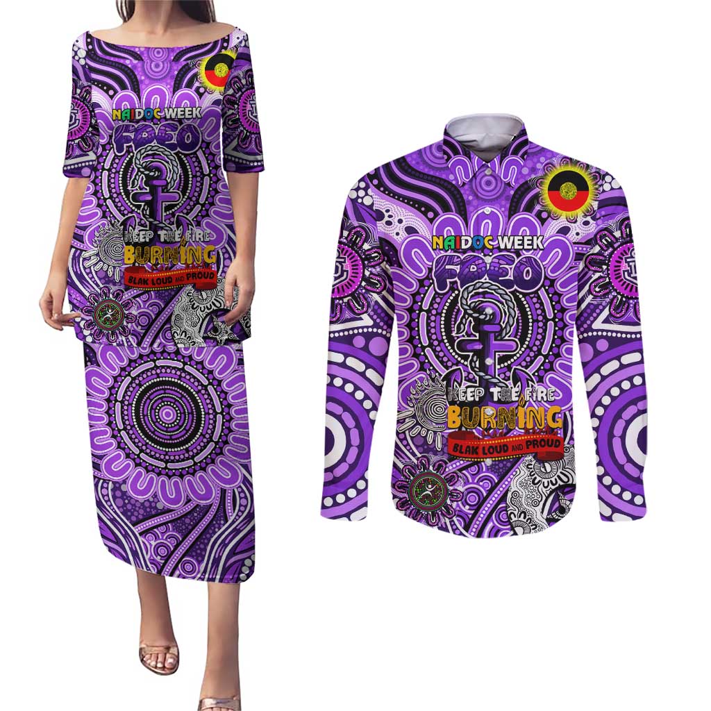 Custom Fremantle Dockers Freo NAIDOC Week 2024 Couples Matching Puletasi and Long Sleeve Button Shirt Mascot Football