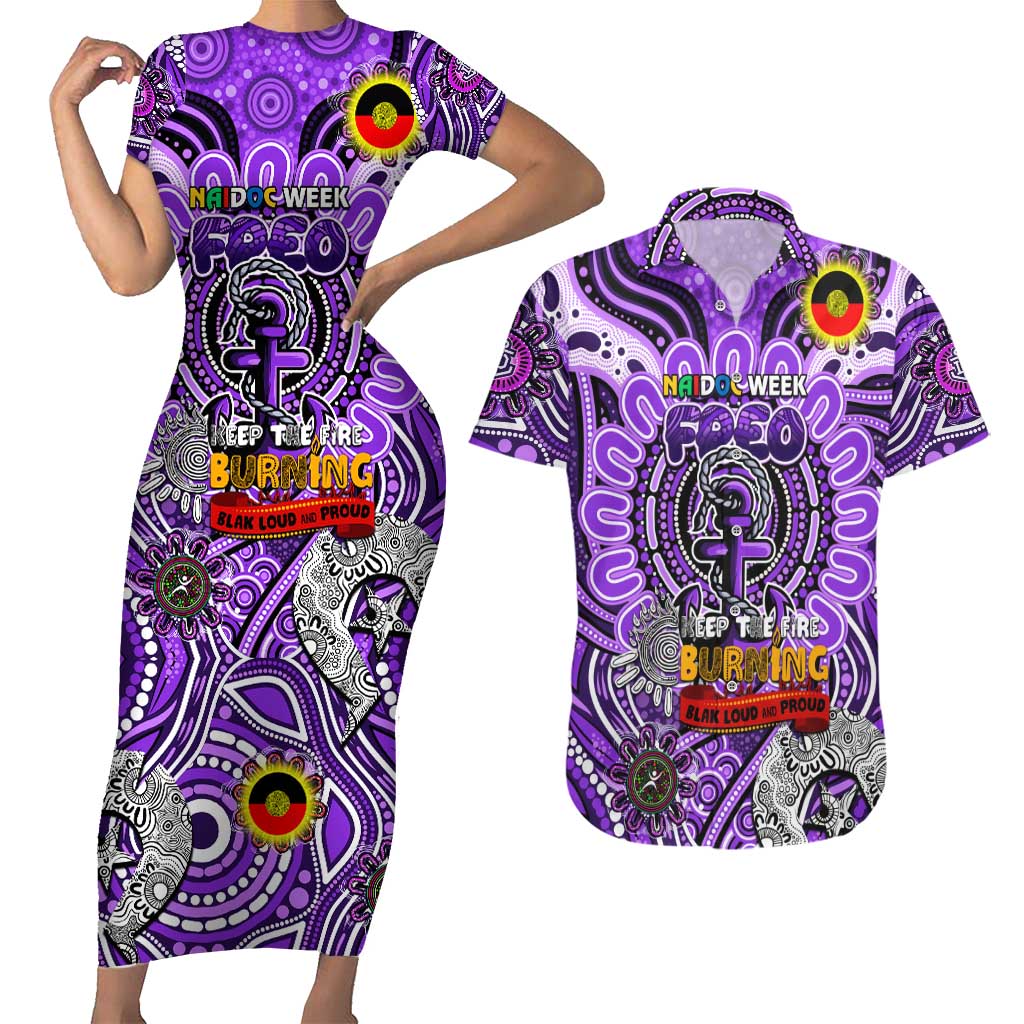 Custom Fremantle Dockers Freo NAIDOC Week 2024 Couples Matching Short Sleeve Bodycon Dress and Hawaiian Shirt Mascot Football