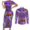Custom Fremantle Dockers Freo NAIDOC Week 2024 Couples Matching Short Sleeve Bodycon Dress and Long Sleeve Button Shirt Mascot Football