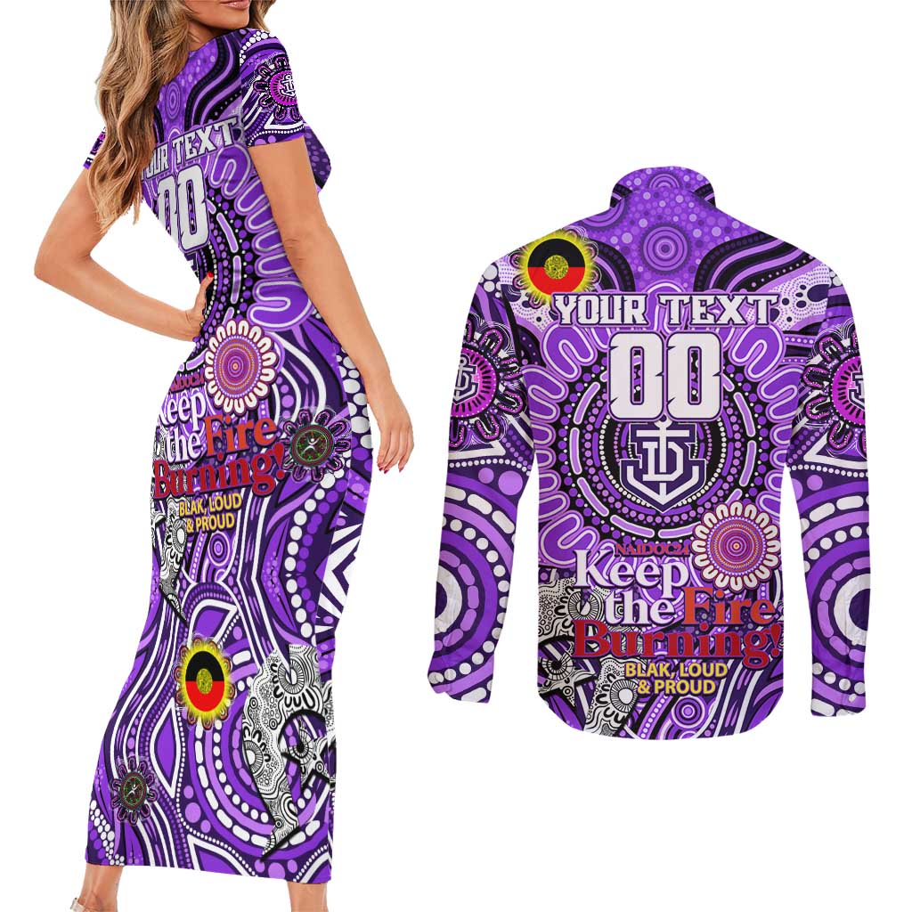 Custom Fremantle Dockers Freo NAIDOC Week 2024 Couples Matching Short Sleeve Bodycon Dress and Long Sleeve Button Shirt Mascot Football