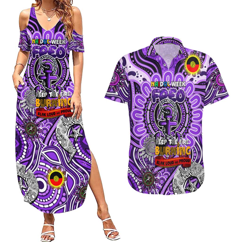 Custom Fremantle Dockers Freo NAIDOC Week 2024 Couples Matching Summer Maxi Dress and Hawaiian Shirt Mascot Football