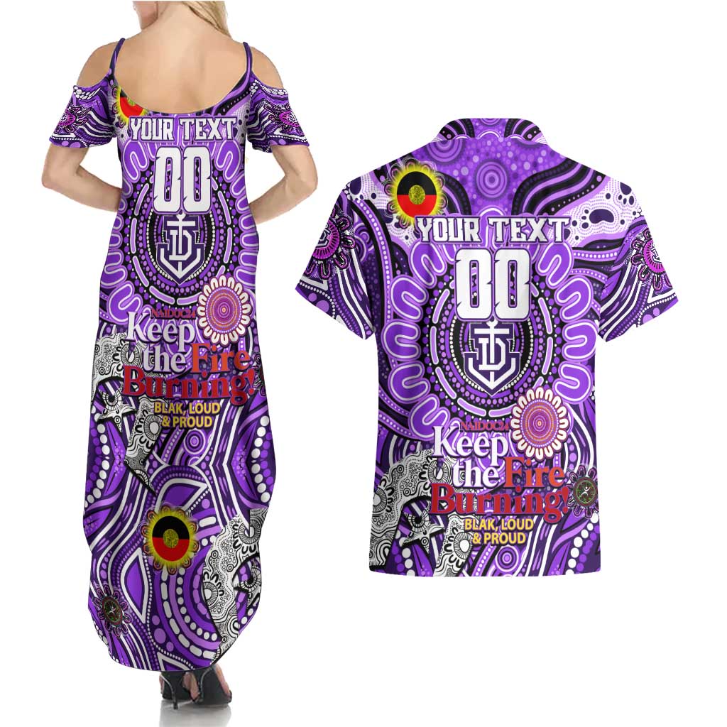 Custom Fremantle Dockers Freo NAIDOC Week 2024 Couples Matching Summer Maxi Dress and Hawaiian Shirt Mascot Football