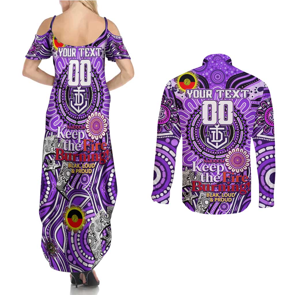 Custom Fremantle Dockers Freo NAIDOC Week 2024 Couples Matching Summer Maxi Dress and Long Sleeve Button Shirt Mascot Football
