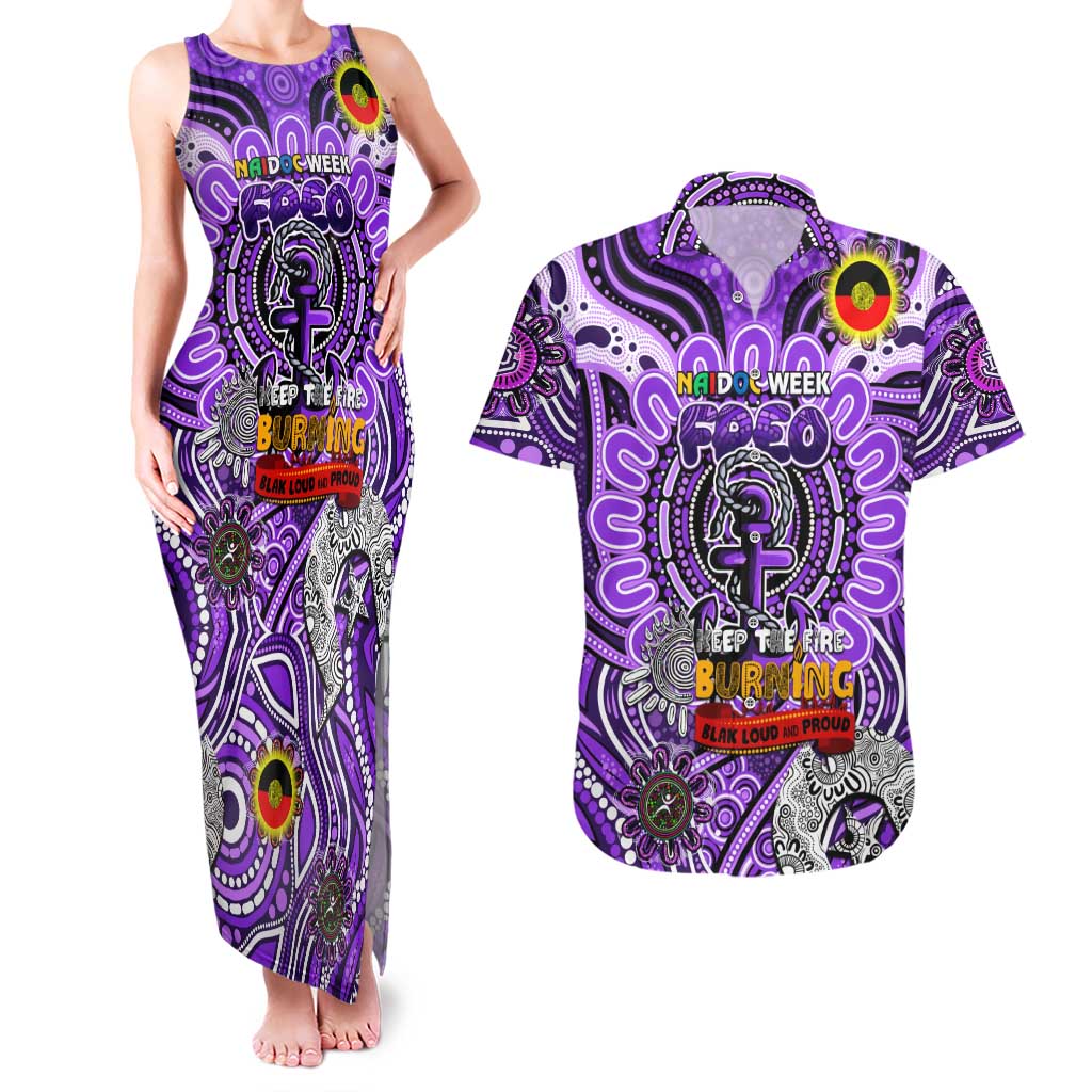 Custom Fremantle Dockers Freo NAIDOC Week 2024 Couples Matching Tank Maxi Dress and Hawaiian Shirt Mascot Football