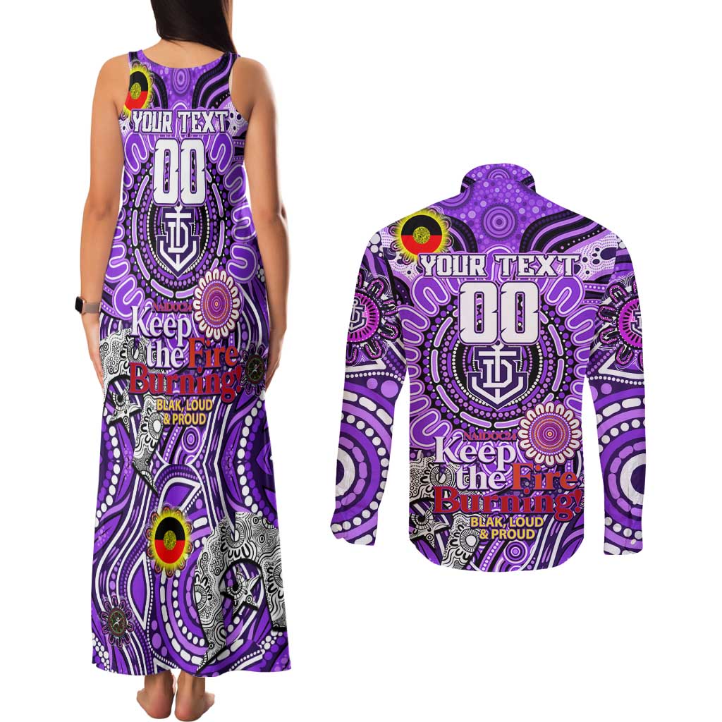 Custom Fremantle Dockers Freo NAIDOC Week 2024 Couples Matching Tank Maxi Dress and Long Sleeve Button Shirt Mascot Football