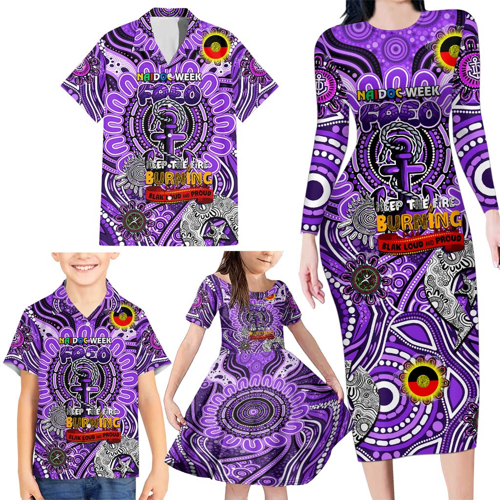 Custom Fremantle Dockers Freo NAIDOC Week 2024 Family Matching Long Sleeve Bodycon Dress and Hawaiian Shirt Mascot Football