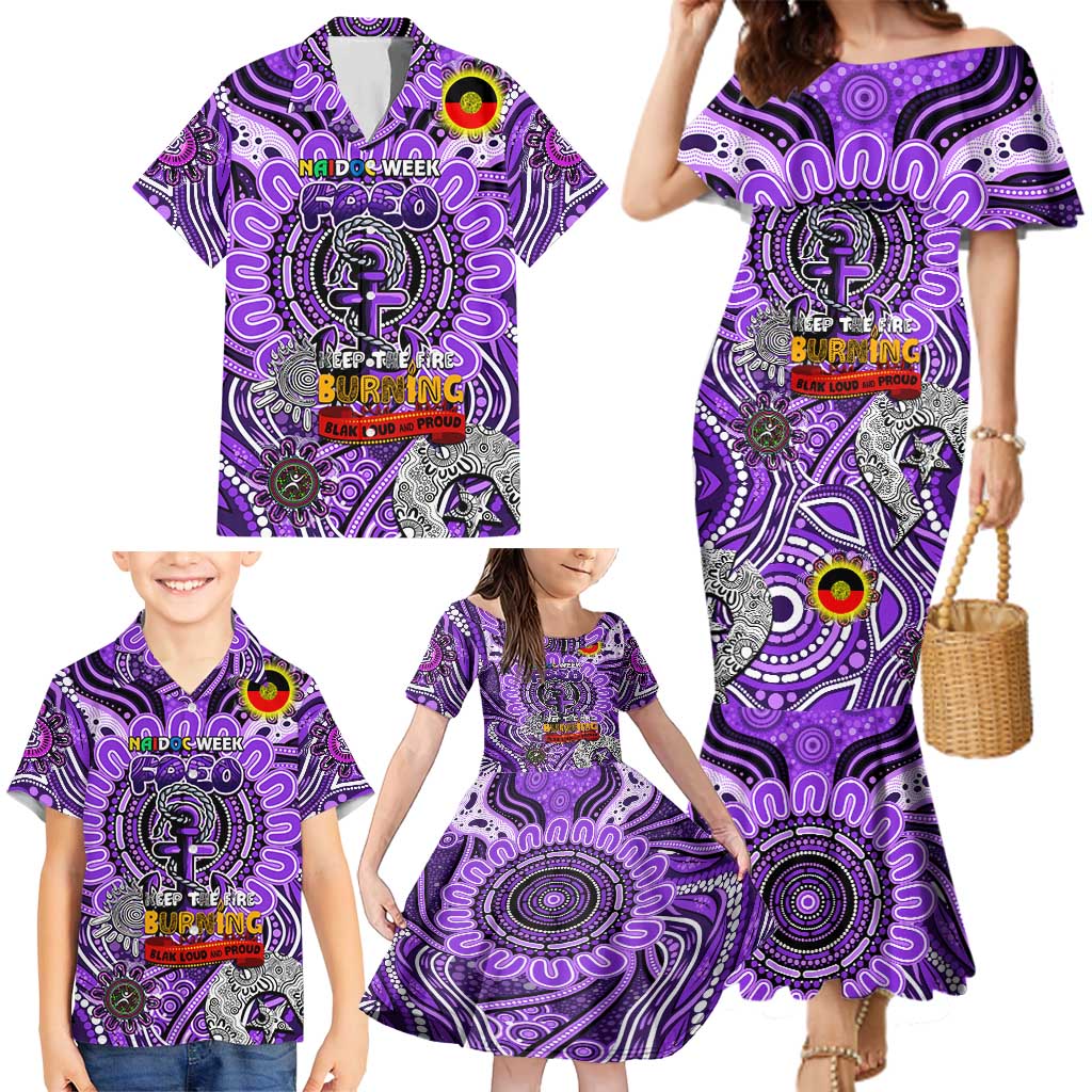 Custom Fremantle Dockers Freo NAIDOC Week 2024 Family Matching Mermaid Dress and Hawaiian Shirt Mascot Football
