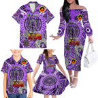 Custom Fremantle Dockers Freo NAIDOC Week 2024 Family Matching Off The Shoulder Long Sleeve Dress and Hawaiian Shirt Mascot Football