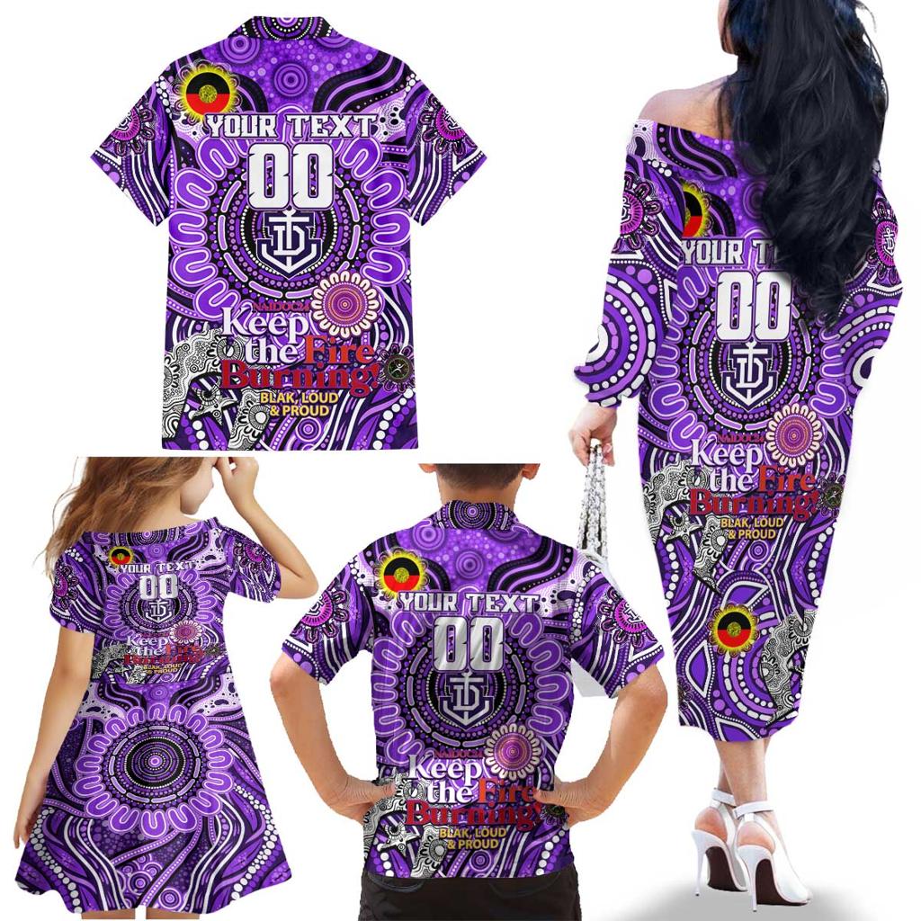 Custom Fremantle Dockers Freo NAIDOC Week 2024 Family Matching Off The Shoulder Long Sleeve Dress and Hawaiian Shirt Mascot Football