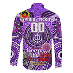 Custom Fremantle Dockers Freo NAIDOC Week 2024 Family Matching Off The Shoulder Long Sleeve Dress and Hawaiian Shirt Mascot Football