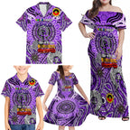 Custom Fremantle Dockers Freo NAIDOC Week 2024 Family Matching Off Shoulder Maxi Dress and Hawaiian Shirt Mascot Football