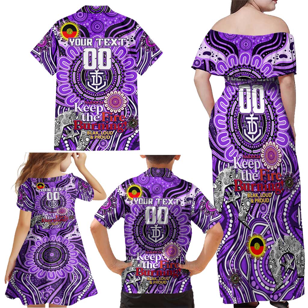 Custom Fremantle Dockers Freo NAIDOC Week 2024 Family Matching Off Shoulder Maxi Dress and Hawaiian Shirt Mascot Football