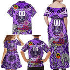 Custom Fremantle Dockers Freo NAIDOC Week 2024 Family Matching Off Shoulder Maxi Dress and Hawaiian Shirt Mascot Football