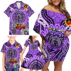 Custom Fremantle Dockers Freo NAIDOC Week 2024 Family Matching Off Shoulder Short Dress and Hawaiian Shirt Mascot Football
