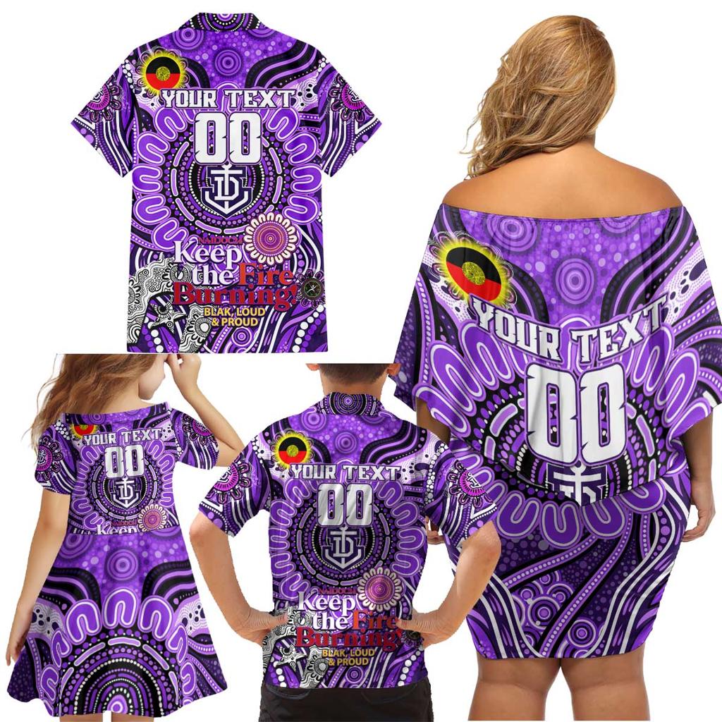 Custom Fremantle Dockers Freo NAIDOC Week 2024 Family Matching Off Shoulder Short Dress and Hawaiian Shirt Mascot Football