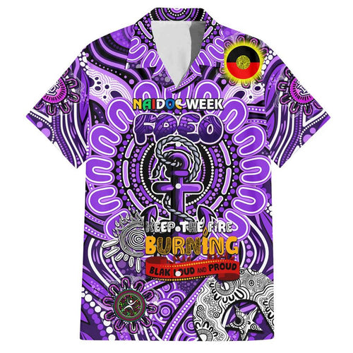 Custom Fremantle Dockers Freo NAIDOC Week 2024 Family Matching Off Shoulder Short Dress and Hawaiian Shirt Mascot Football