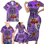 Custom Fremantle Dockers Freo NAIDOC Week 2024 Family Matching Short Sleeve Bodycon Dress and Hawaiian Shirt Mascot Football