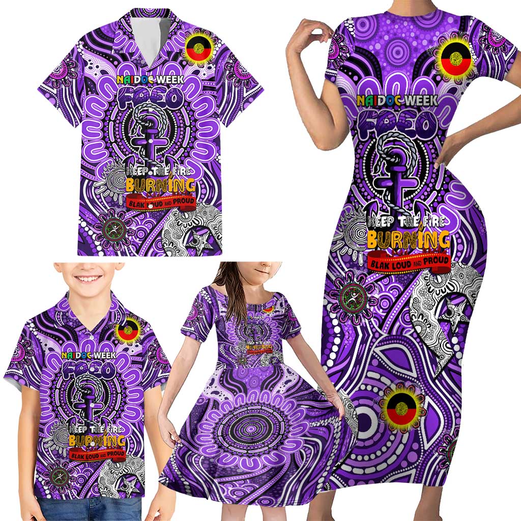 Custom Fremantle Dockers Freo NAIDOC Week 2024 Family Matching Short Sleeve Bodycon Dress and Hawaiian Shirt Mascot Football