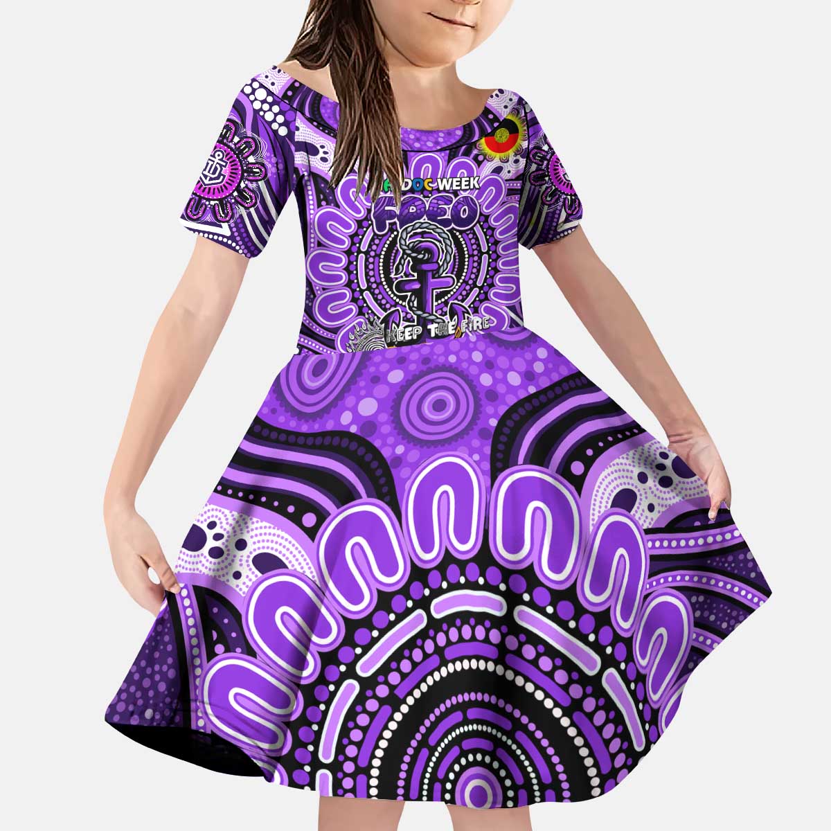 Custom Fremantle Dockers Freo NAIDOC Week 2024 Kid Short Sleeve Dress Mascot Football