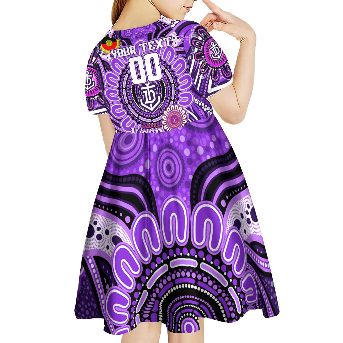 Custom Fremantle Dockers Freo NAIDOC Week 2024 Kid Short Sleeve Dress Mascot Football