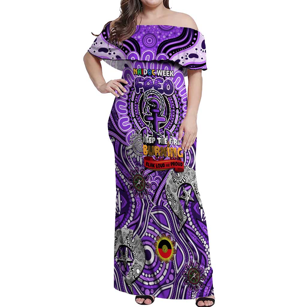 Custom Fremantle Dockers Freo NAIDOC Week 2024 Off Shoulder Maxi Dress Mascot Football