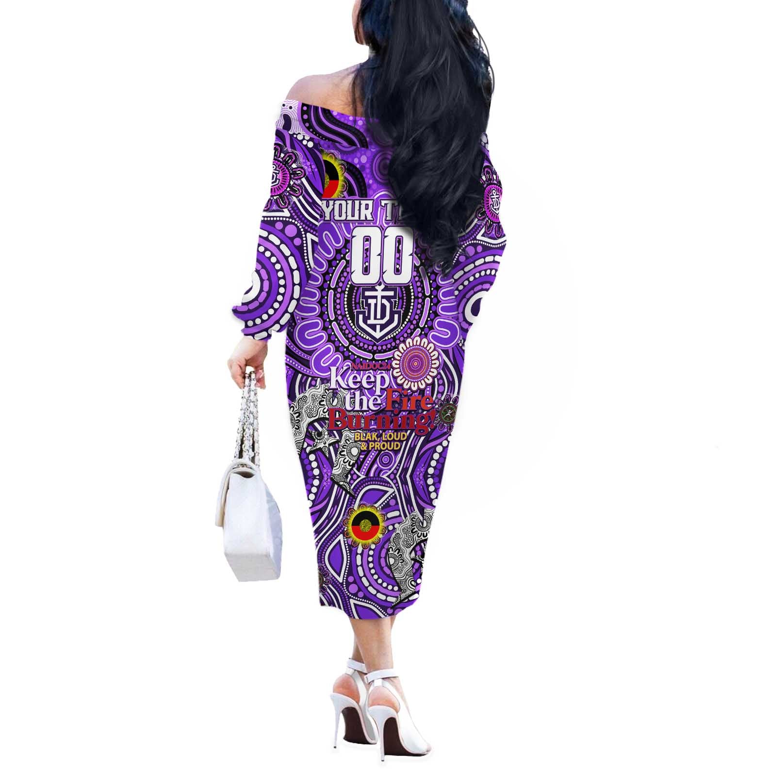 Custom Fremantle Dockers Freo NAIDOC Week 2024 Off The Shoulder Long Sleeve Dress Mascot Football
