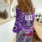 Custom Fremantle Dockers Freo NAIDOC Week 2024 Women Casual Shirt Mascot Football