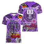 Custom Fremantle Dockers Freo NAIDOC Week 2024 Women V-Neck T-Shirt Mascot Football