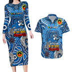 Custom Geelong Cats NAIDOC Week 2024 Couples Matching Long Sleeve Bodycon Dress and Hawaiian Shirt Mascot Football