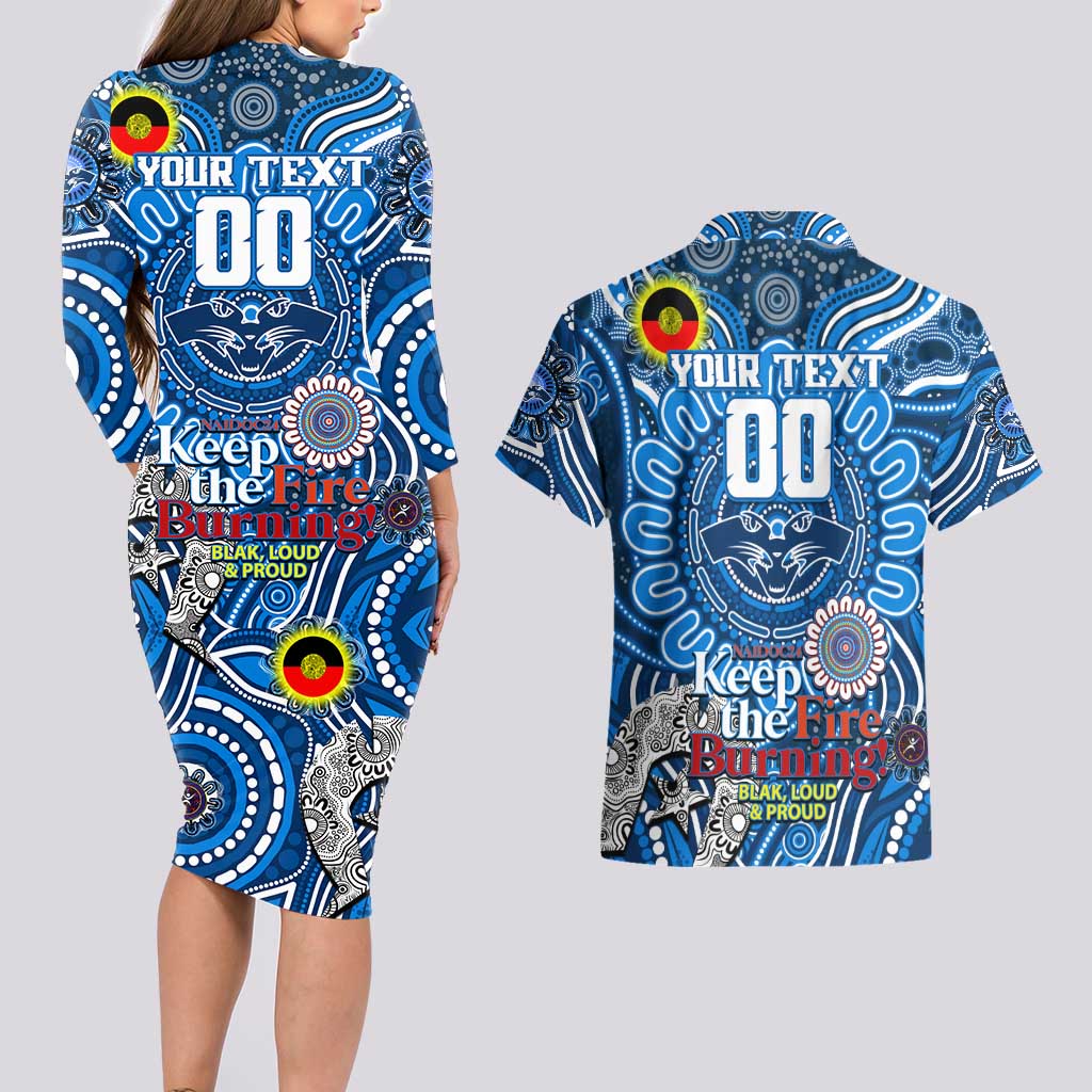 Custom Geelong Cats NAIDOC Week 2024 Couples Matching Long Sleeve Bodycon Dress and Hawaiian Shirt Mascot Football