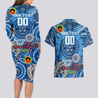 Custom Geelong Cats NAIDOC Week 2024 Couples Matching Long Sleeve Bodycon Dress and Hawaiian Shirt Mascot Football