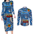 Custom Geelong Cats NAIDOC Week 2024 Couples Matching Long Sleeve Bodycon Dress and Long Sleeve Button Shirt Mascot Football