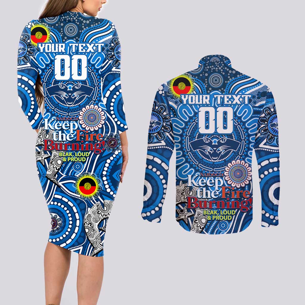 Custom Geelong Cats NAIDOC Week 2024 Couples Matching Long Sleeve Bodycon Dress and Long Sleeve Button Shirt Mascot Football