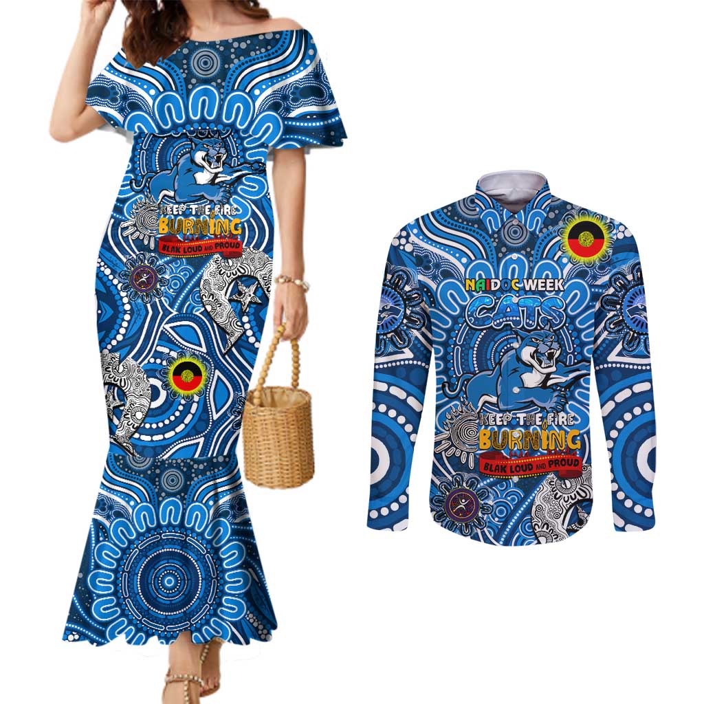 Custom Geelong Cats NAIDOC Week 2024 Couples Matching Mermaid Dress and Long Sleeve Button Shirt Mascot Football