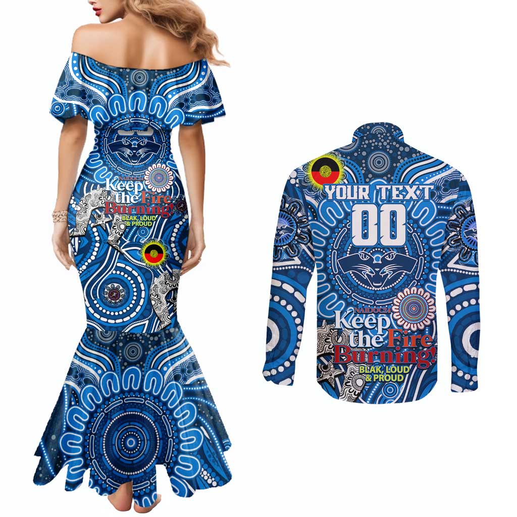 Custom Geelong Cats NAIDOC Week 2024 Couples Matching Mermaid Dress and Long Sleeve Button Shirt Mascot Football
