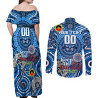 Custom Geelong Cats NAIDOC Week 2024 Couples Matching Off Shoulder Maxi Dress and Long Sleeve Button Shirt Mascot Football