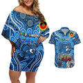 Custom Geelong Cats NAIDOC Week 2024 Couples Matching Off Shoulder Short Dress and Hawaiian Shirt Mascot Football