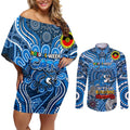 Custom Geelong Cats NAIDOC Week 2024 Couples Matching Off Shoulder Short Dress and Long Sleeve Button Shirt Mascot Football