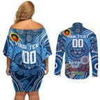 Custom Geelong Cats NAIDOC Week 2024 Couples Matching Off Shoulder Short Dress and Long Sleeve Button Shirt Mascot Football