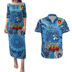 Custom Geelong Cats NAIDOC Week 2024 Couples Matching Puletasi and Hawaiian Shirt Mascot Football