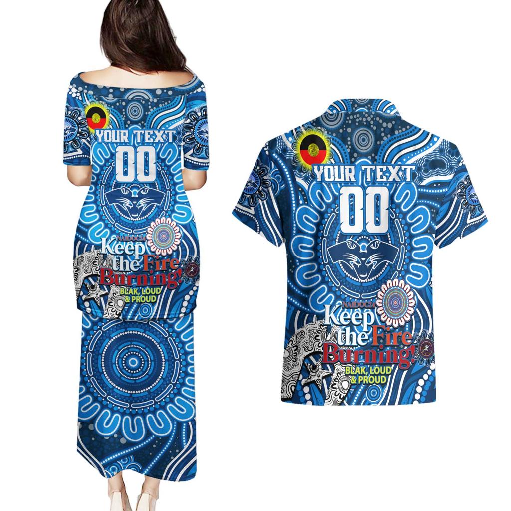 Custom Geelong Cats NAIDOC Week 2024 Couples Matching Puletasi and Hawaiian Shirt Mascot Football