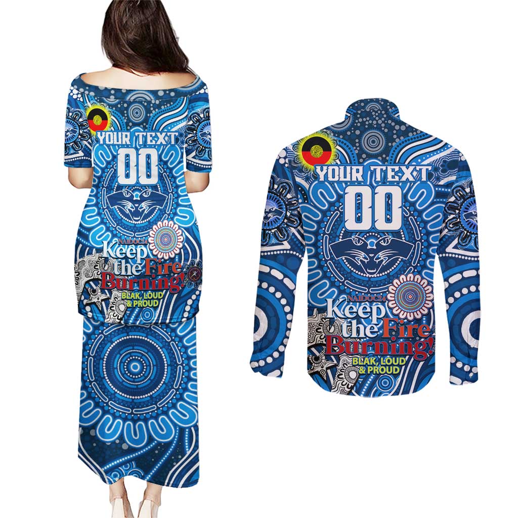Custom Geelong Cats NAIDOC Week 2024 Couples Matching Puletasi and Long Sleeve Button Shirt Mascot Football