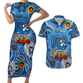 Custom Geelong Cats NAIDOC Week 2024 Couples Matching Short Sleeve Bodycon Dress and Hawaiian Shirt Mascot Football