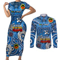 Custom Geelong Cats NAIDOC Week 2024 Couples Matching Short Sleeve Bodycon Dress and Long Sleeve Button Shirt Mascot Football