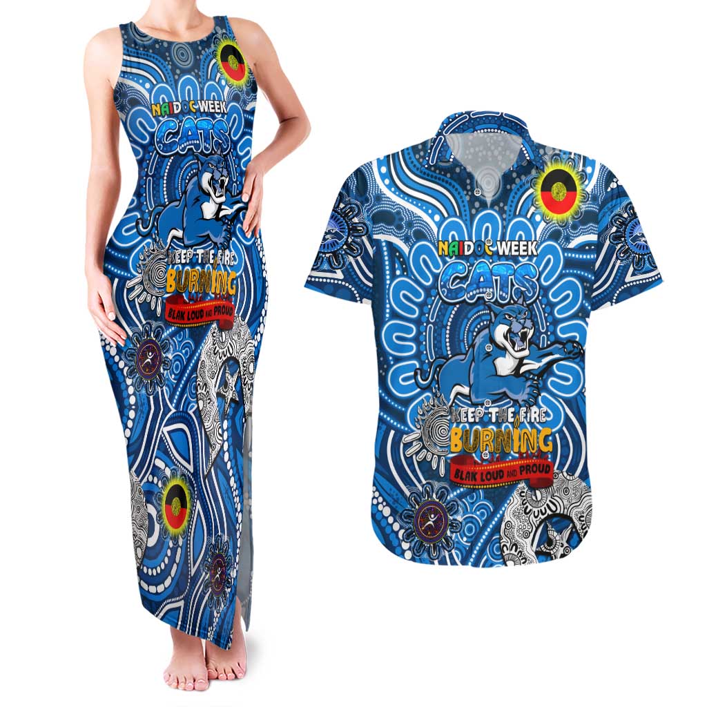Custom Geelong Cats NAIDOC Week 2024 Couples Matching Tank Maxi Dress and Hawaiian Shirt Mascot Football