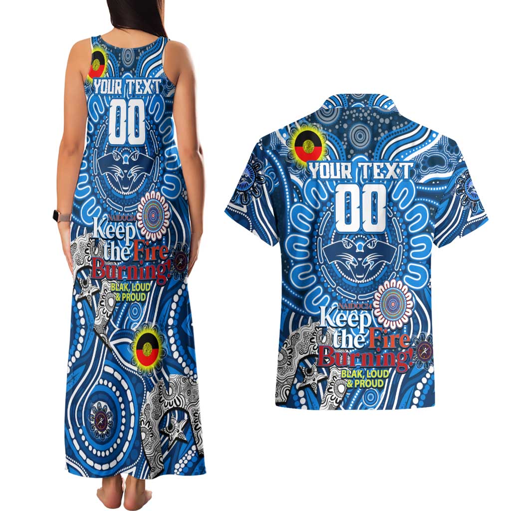 Custom Geelong Cats NAIDOC Week 2024 Couples Matching Tank Maxi Dress and Hawaiian Shirt Mascot Football